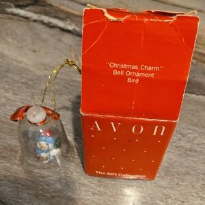Vintage Avon The Gift Collection Christmas Charm Bird Glass Bell Ornament